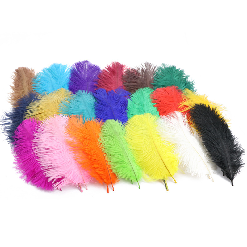Supply Ostrich Feather 15-20cm Ostrich Feather Decorative Feather Net Red Wall Yiwu in Stock Wholesale Ostrich Hair