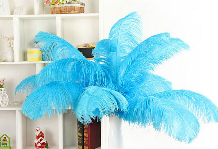 The wedding table flower decoration in The window of Natural Ostrich Feather Hotel in South Africa can be dyed Ostrich hair wholesale 15-20cm