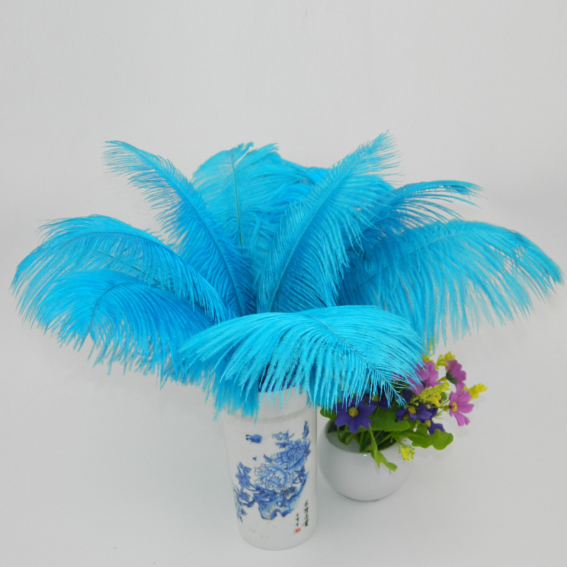 The wedding table flower decoration in The window of Natural Ostrich Feather Hotel in South Africa can be dyed Ostrich hair wholesale 15-20cm
