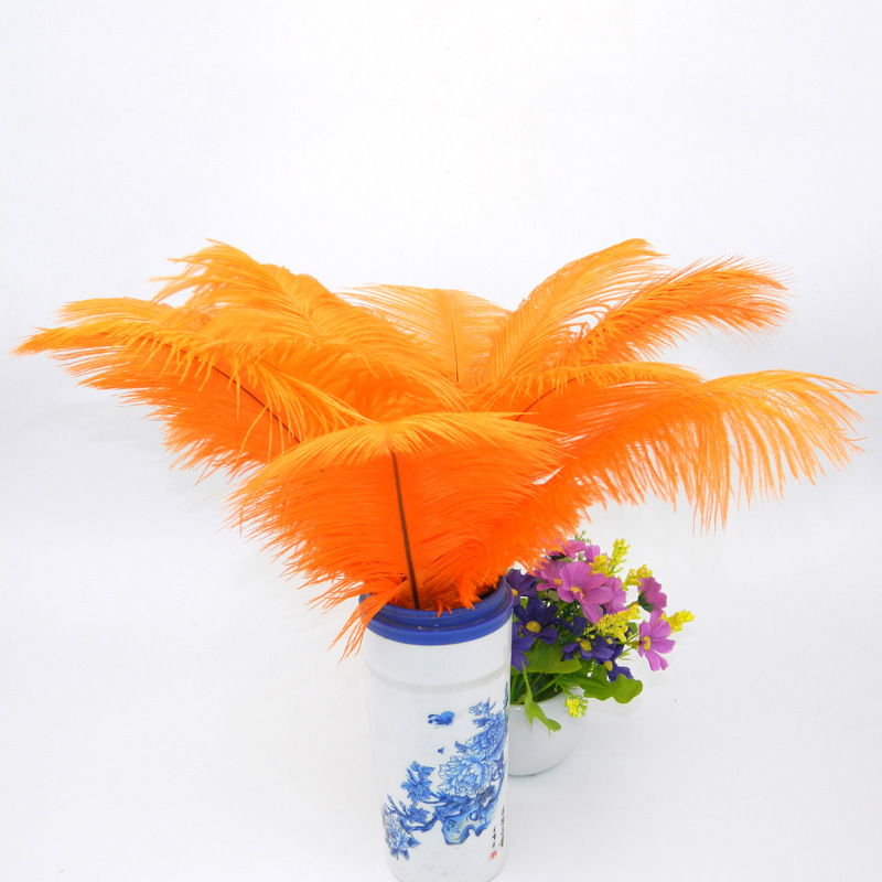 The wedding table flower decoration in The window of Natural Ostrich Feather Hotel in South Africa can be dyed Ostrich hair wholesale 15-20cm