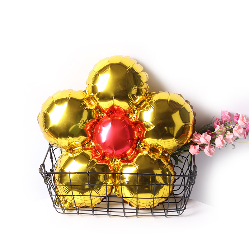 Five Petal Flower Aluminum Foil Balloon Birthday Party Wedding Room Decoration Background Layout Parthenocissus Grass Flower Aluminum Film Balloon