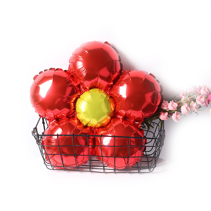 Five Petal Flower Aluminum Foil Balloon Birthday Party Wedding Room Decoration Background Layout Parthenocissus Grass Flower Aluminum Film Balloon