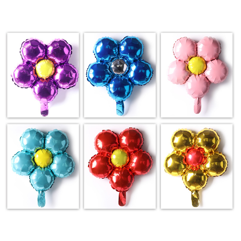 Five Petal Flower Aluminum Foil Balloon Birthday Party Wedding Room Decoration Background Layout Parthenocissus Grass Flower Aluminum Film Balloon