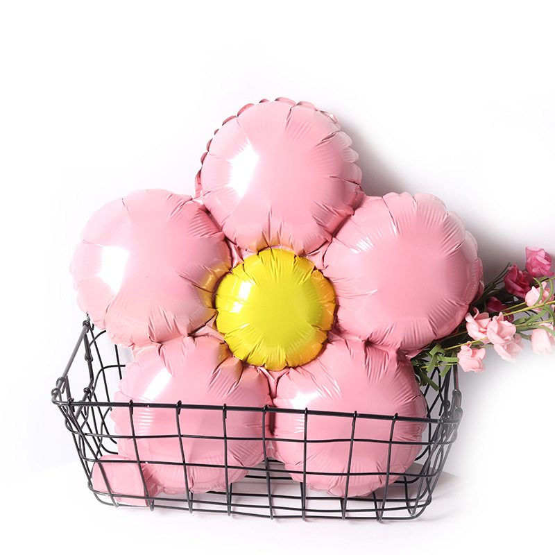 Five Petal Flower Aluminum Foil Balloon Birthday Party Wedding Room Decoration Background Layout Parthenocissus Grass Flower Aluminum Film Balloon