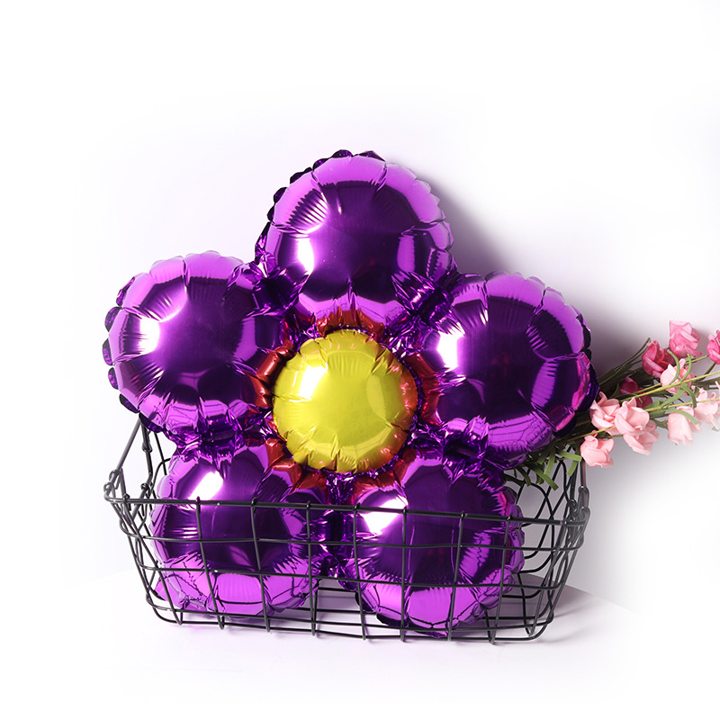 Five Petal Flower Aluminum Foil Balloon Birthday Party Wedding Room Decoration Background Layout Parthenocissus Grass Flower Aluminum Film Balloon