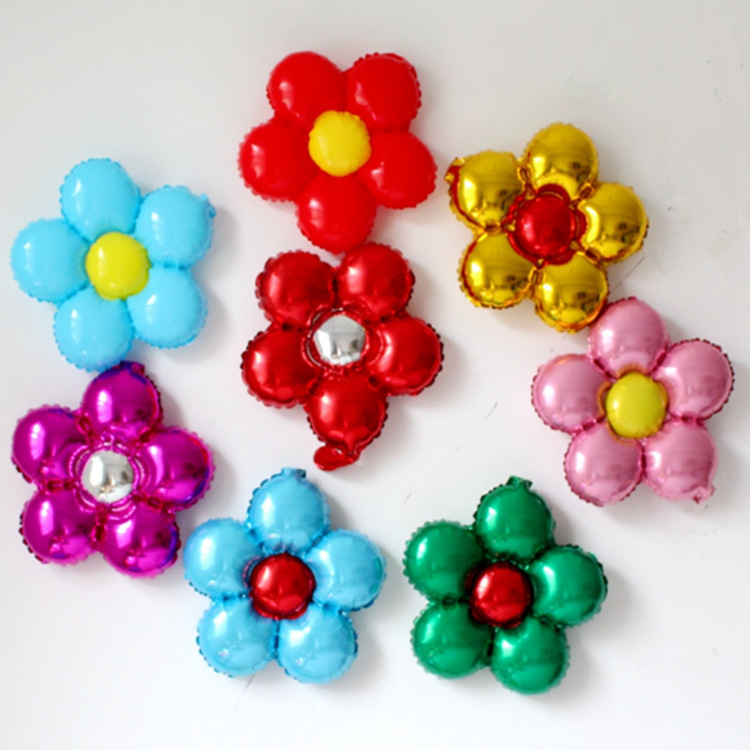 Five Petal Flower Balloon Flower Aluminum Foil Wedding Birthday Arrangement Decoration Party Aluminum Film round Five Petals Balloon Wholesale