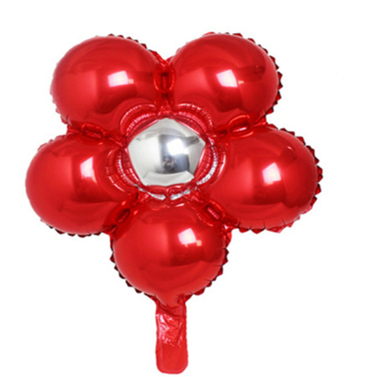 Five Petal Flower Balloon Flower Aluminum Foil Wedding Birthday Arrangement Decoration Party Aluminum Film round Five Petals Balloon Wholesale