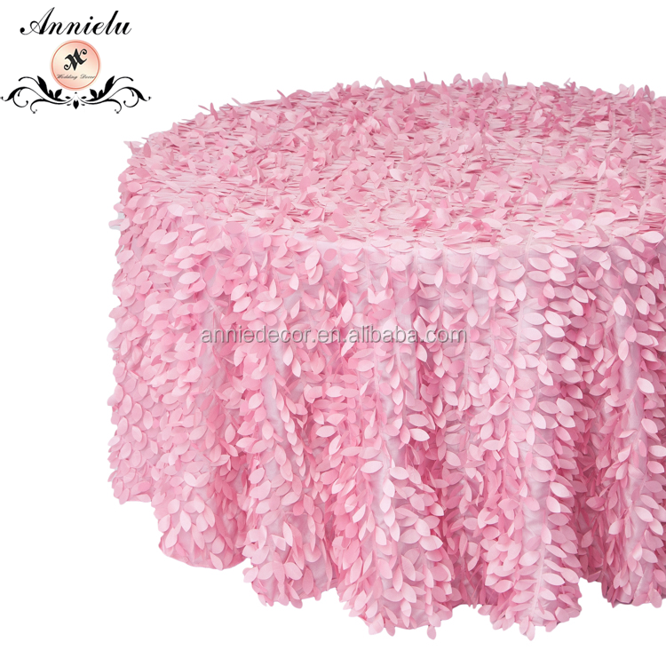 New style pink leaf petal taffeta linen tablecloth wedding