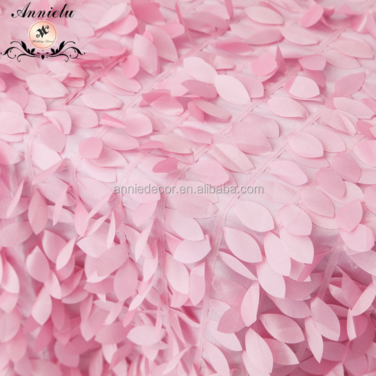 New style pink leaf petal taffeta linen tablecloth wedding