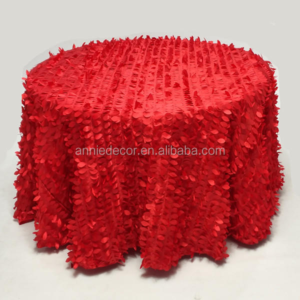 New style pink leaf petal taffeta linen tablecloth wedding