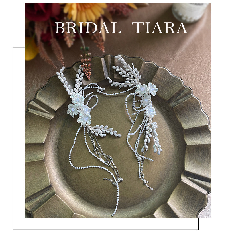 New Bridal Super Fairy Beaded Barrettes Set Wedding Dress Petal Fringe Photo Makeup Accessories New Bridal Super Fairy Beaded Barrettes Set Wedding Dress Petal Fringe Photo Makeup Accessories