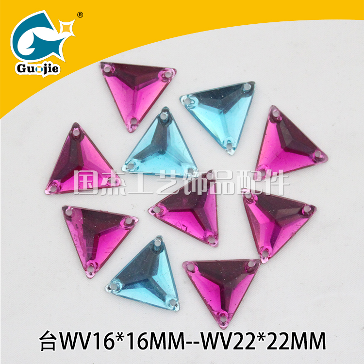 Imitation Taiwan triangle three hole hand sewing wedding dress headdress hat acrylic diamond sequins nail beads