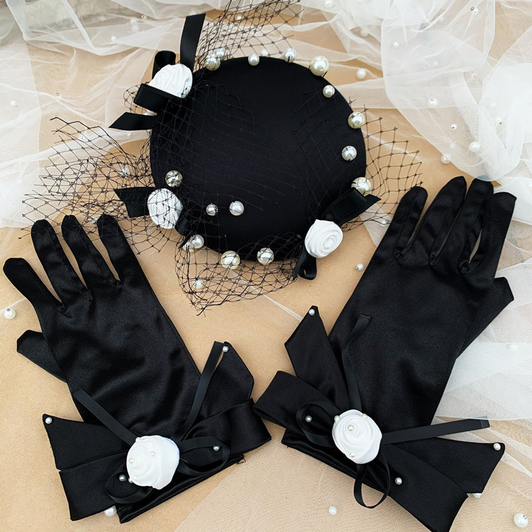 New French Elegant Wedding Dress Bride Headdress for Taking Photos Han Chinese Clothing Cheongsam Wedding Hat