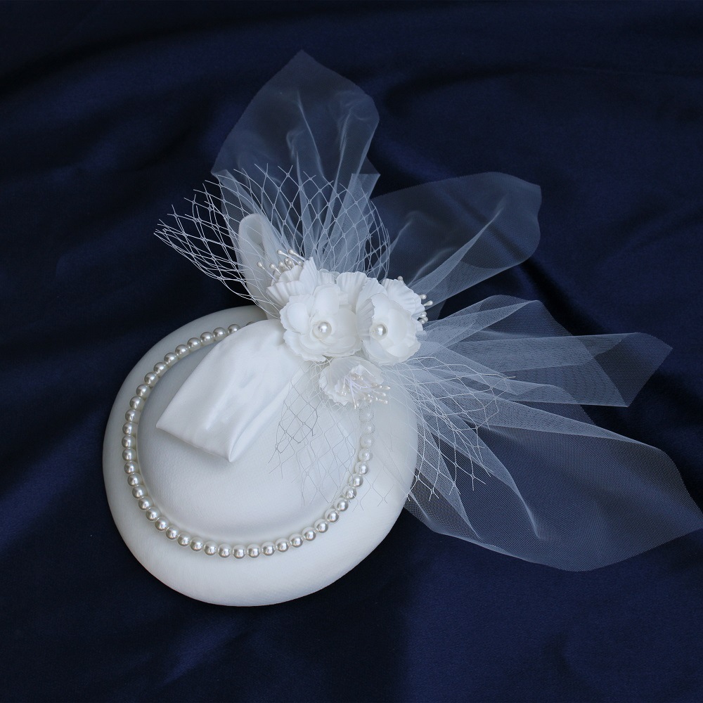 Bridal Headdress White Yarn Top Hat Forest Style Ornament Satin Bow for Wedding Dress Adult Cute Styling Hat Wedding Hat