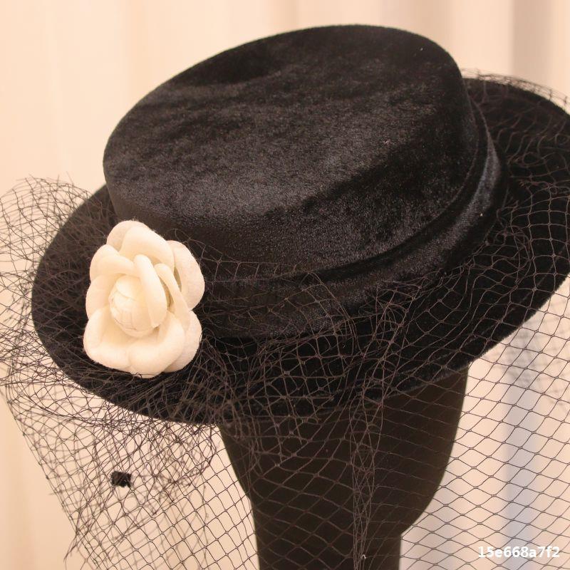 New French Style Camellia Hepburn Top Hat Flower Dome Vintage Mesh Gold Wedding Hat New French Style Camellia Hepburn Top Hat Flower Dome Vintage Mesh Gold Wedding Hat