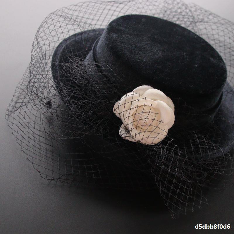New French Style Camellia Hepburn Top Hat Flower Dome Vintage Mesh Gold Wedding Hat New French Style Camellia Hepburn Top Hat Flower Dome Vintage Mesh Gold Wedding Hat