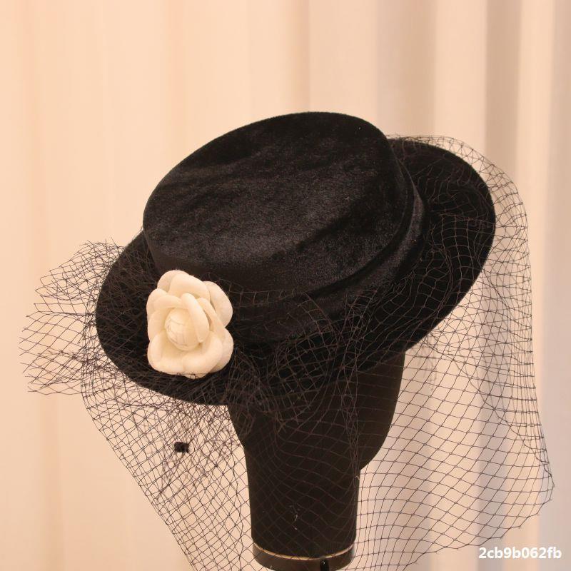 New French Style Camellia Hepburn Top Hat Flower Dome Vintage Mesh Gold Wedding Hat New French Style Camellia Hepburn Top Hat Flower Dome Vintage Mesh Gold Wedding Hat