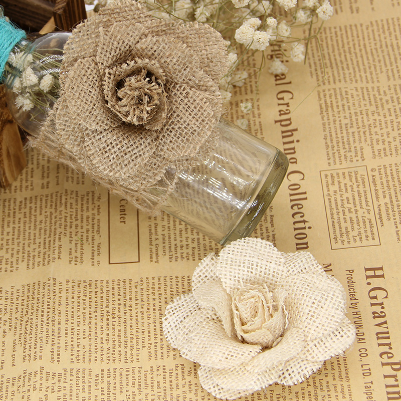 Factory direct sales Europe, handmade burlap flower Christmas wedding party Flower hat flowers
