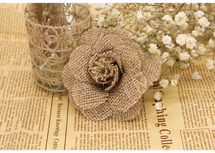 Factory direct sales Europe, handmade burlap flower Christmas wedding party Flower hat flowers Factory direct sales Europe, handmade burlap flower Christmas wedding party Flower hat flowers