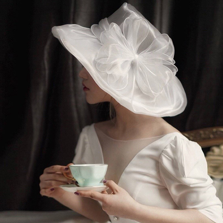 Wedding Hat Hepburn Style Hat Photo Art Wedding Hat White Concave Shape Organza Female Western Style Black Wedding Hat Hepburn Style Hat Photo Art Wedding Hat White Concave Shape Organza Female Western Style Black