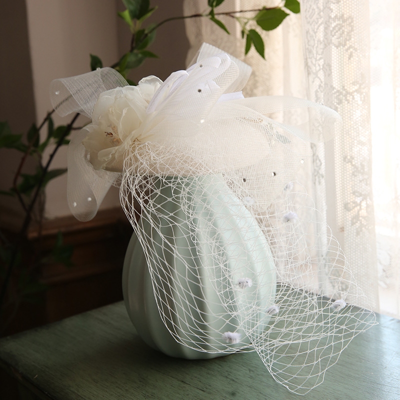 2020 French-Style Bride Elegant Retro Lace Mesh Hair Accessories Wedding Photography Wedding Hat