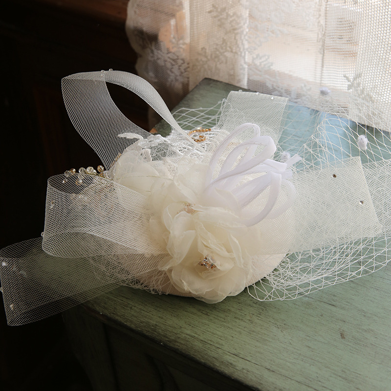 2020 French-Style Bride Elegant Retro Lace Mesh Hair Accessories Wedding Photography Wedding Hat