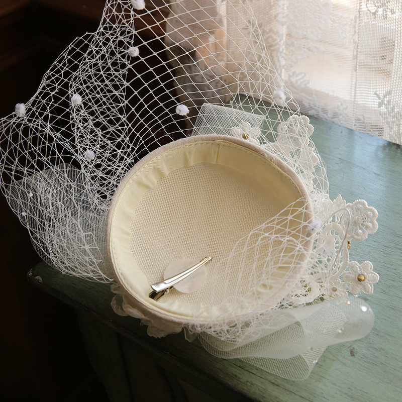 2020 French-Style Bride Elegant Retro Lace Mesh Hair Accessories Wedding Photography Wedding Hat