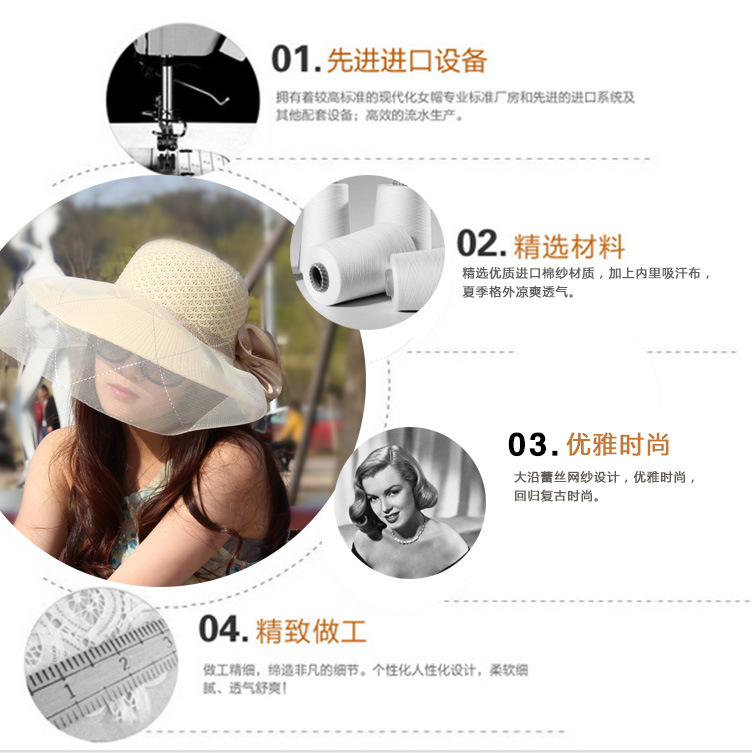 Korean-Style Summer Hollow Lace Mesh Cap Women's Wedding Hat Breathable Big Brim Sun Protection Sun Hat Wedding Hat Korean-Style Summer Hollow Lace Mesh Cap Women's Wedding Hat Breathable Big Brim Sun Protection Sun Hat Wedding Hat
