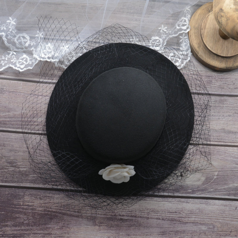 Hepburn Style Top Hat Female Black Mesh Dinner Party Performance Elegant Wedding Hat Hepburn Style Top Hat Female Black Mesh Dinner Party Performance Elegant Wedding Hat