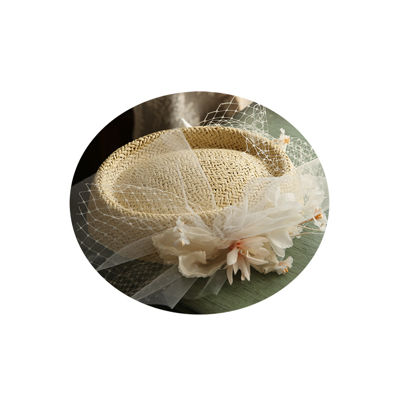 2020 New Handmade Flower Straw Billycock Bride Wedding Studio And Outdoor Wedding Hat