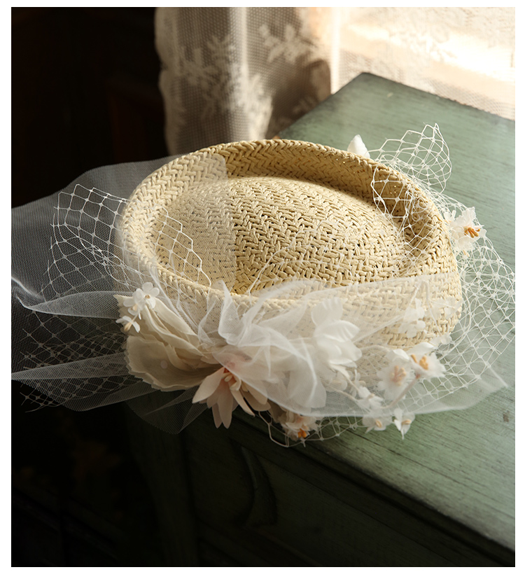 2020 New Handmade Flower Straw Billycock Bride Wedding Studio And Outdoor Wedding Hat