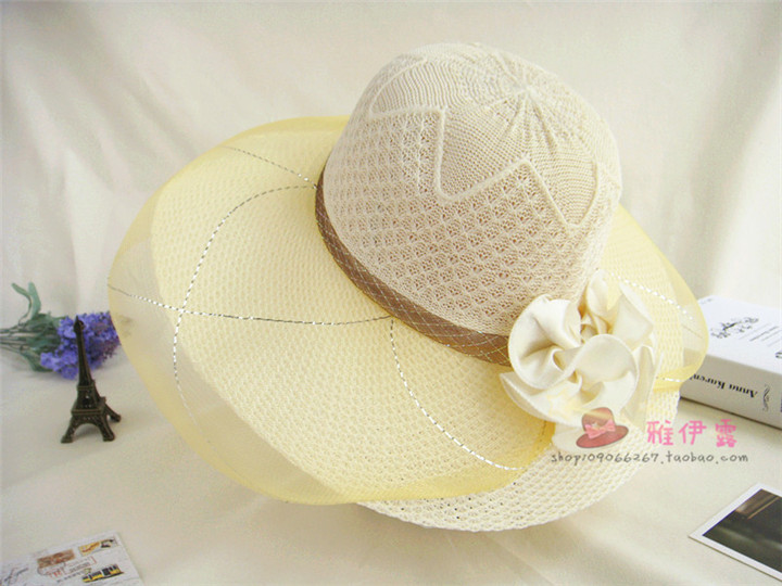 Wedding Hat  Stall Hot Sale Women&#039;s Wedding Hat Mesh Big Brim Sun Hat Girl&#039;s Cap Tourist Attractions