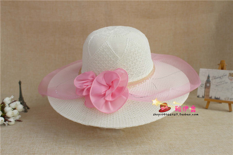 Wedding Hat  Stall Hot Sale Women&#039;s Wedding Hat Mesh Big Brim Sun Hat Girl&#039;s Cap Tourist Attractions