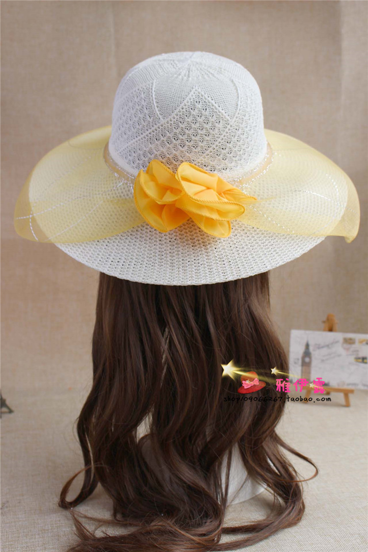 Wedding Hat  Stall Hot Sale Women&#039;s Wedding Hat Mesh Big Brim Sun Hat Girl&#039;s Cap Tourist Attractions