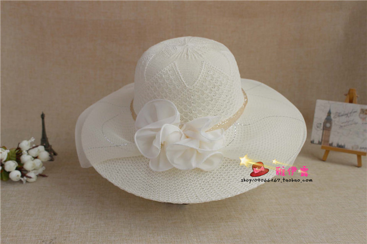 Wedding Hat  Stall Hot Sale Women's Wedding Hat Mesh Big Brim Sun Hat Girl's Cap Tourist Attractions