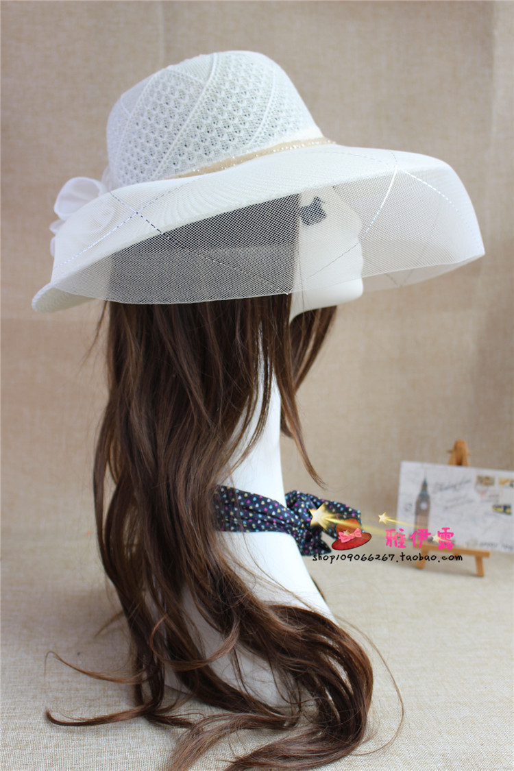 Wedding Hat  Stall Hot Sale Women's Wedding Hat Mesh Big Brim Sun Hat Girl's Cap Tourist Attractions