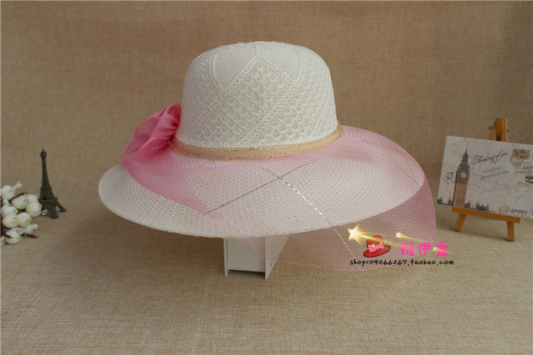 Wedding Hat  Stall Hot Sale Women's Wedding Hat Mesh Big Brim Sun Hat Girl's Cap Tourist Attractions