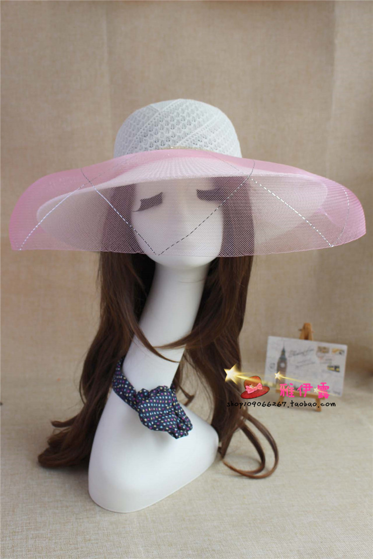 Wedding Hat  Stall Hot Sale Women's Wedding Hat Mesh Big Brim Sun Hat Girl's Cap Tourist Attractions