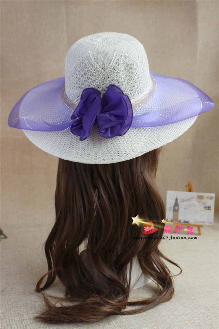 Wedding Hat  Stall Hot Sale Women's Wedding Hat Mesh Big Brim Sun Hat Girl's Cap Tourist Attractions