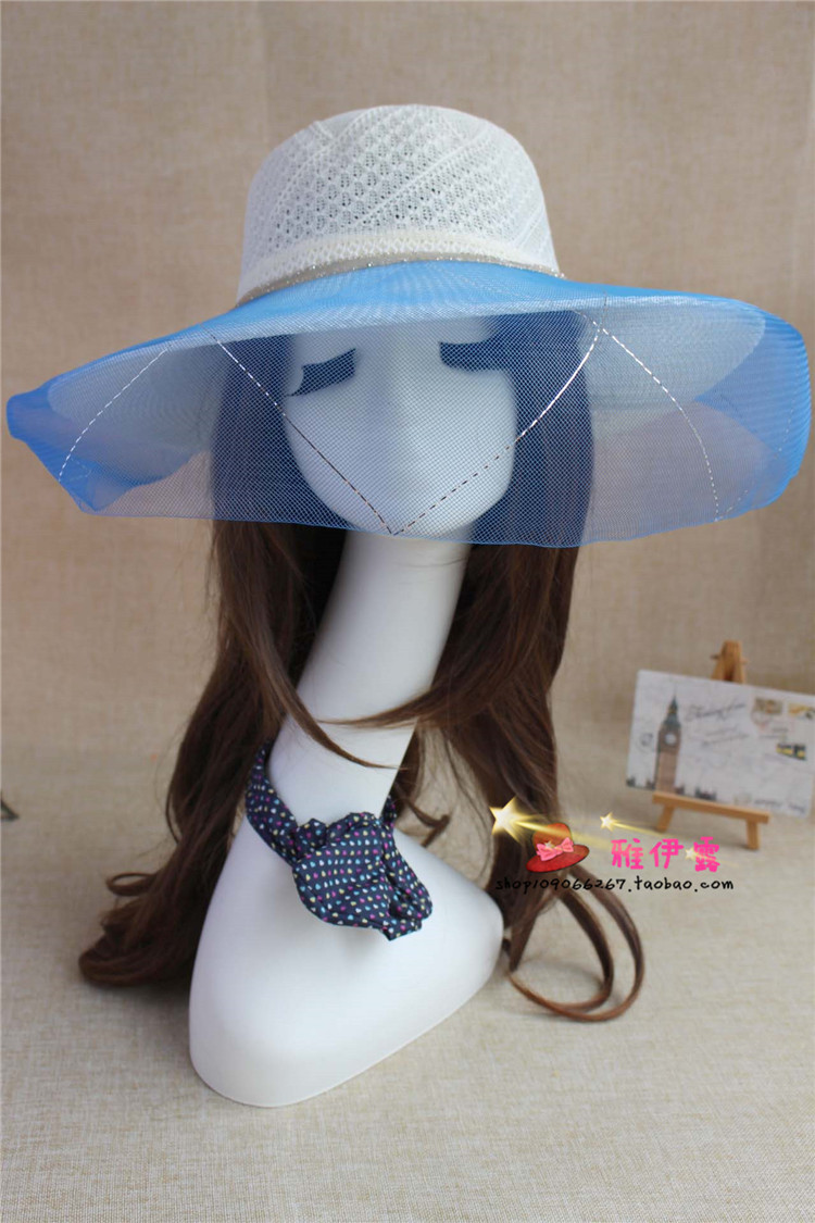 Wedding Hat  Stall Hot Sale Women's Wedding Hat Mesh Big Brim Sun Hat Girl's Cap Tourist Attractions