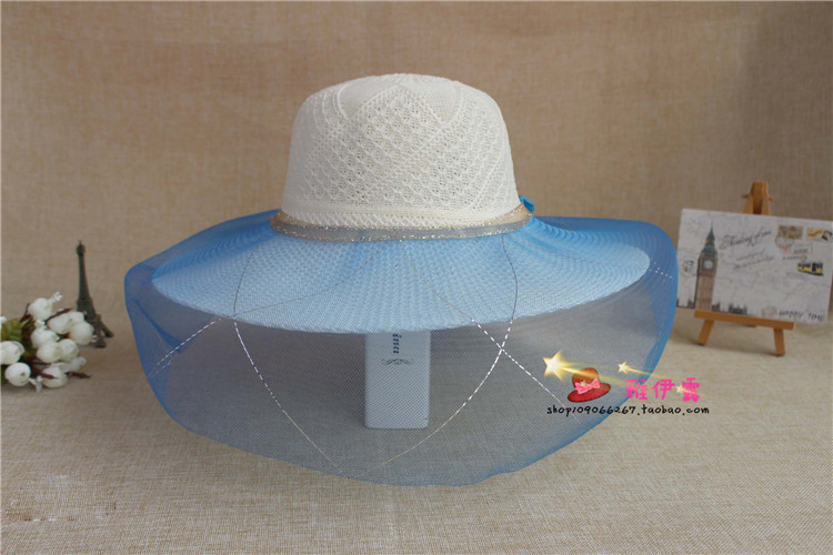 Wedding Hat  Stall Hot Sale Women's Wedding Hat Mesh Big Brim Sun Hat Girl's Cap Tourist Attractions