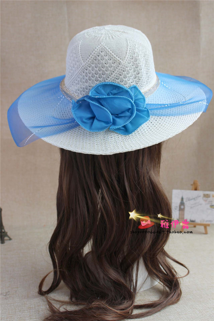 Wedding Hat  Stall Hot Sale Women's Wedding Hat Mesh Big Brim Sun Hat Girl's Cap Tourist Attractions