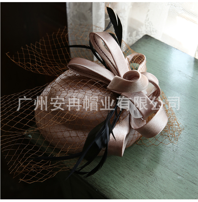 Banquet Billycock Women's 2020 New Mesh Elegant Simple Wedding Hat Banquet Billycock Women's 2020 New Mesh Elegant Simple Wedding Hat