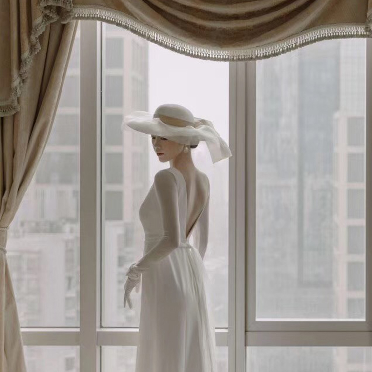 French Entry Lux Wedding Hat 2020 New Super Fairy White Satin Elegant Wedding Hat French Entry Lux Wedding Hat 2020 New Super Fairy White Satin Elegant Wedding Hat