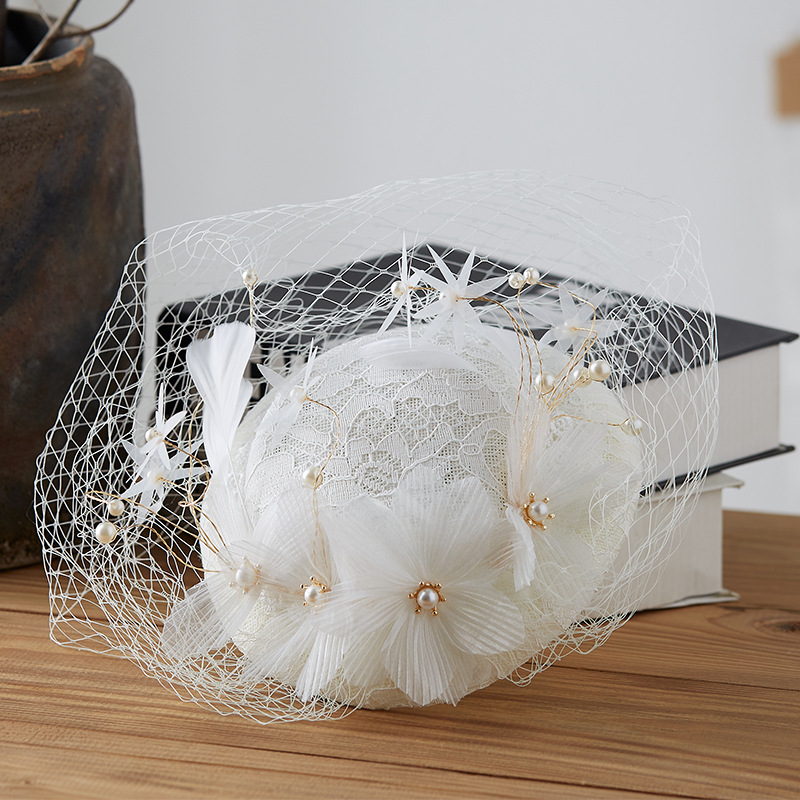 Hat European, American and French Style Vintage Wedding Dress Bride Wedding Headdress Hat Wedding Hat