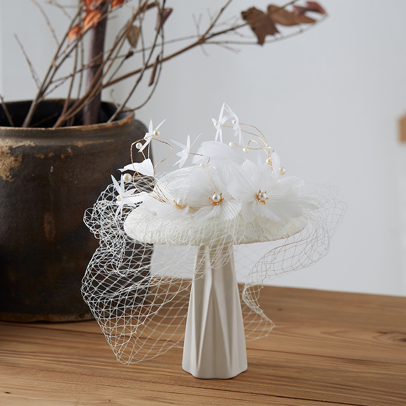 Hat European, American and French Style Vintage Wedding Dress Bride Wedding Headdress Hat Wedding Hat