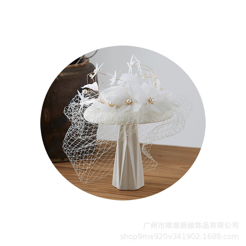 Hat European, American and French Style Vintage Wedding Dress Bride Wedding Headdress Hat Wedding Hat