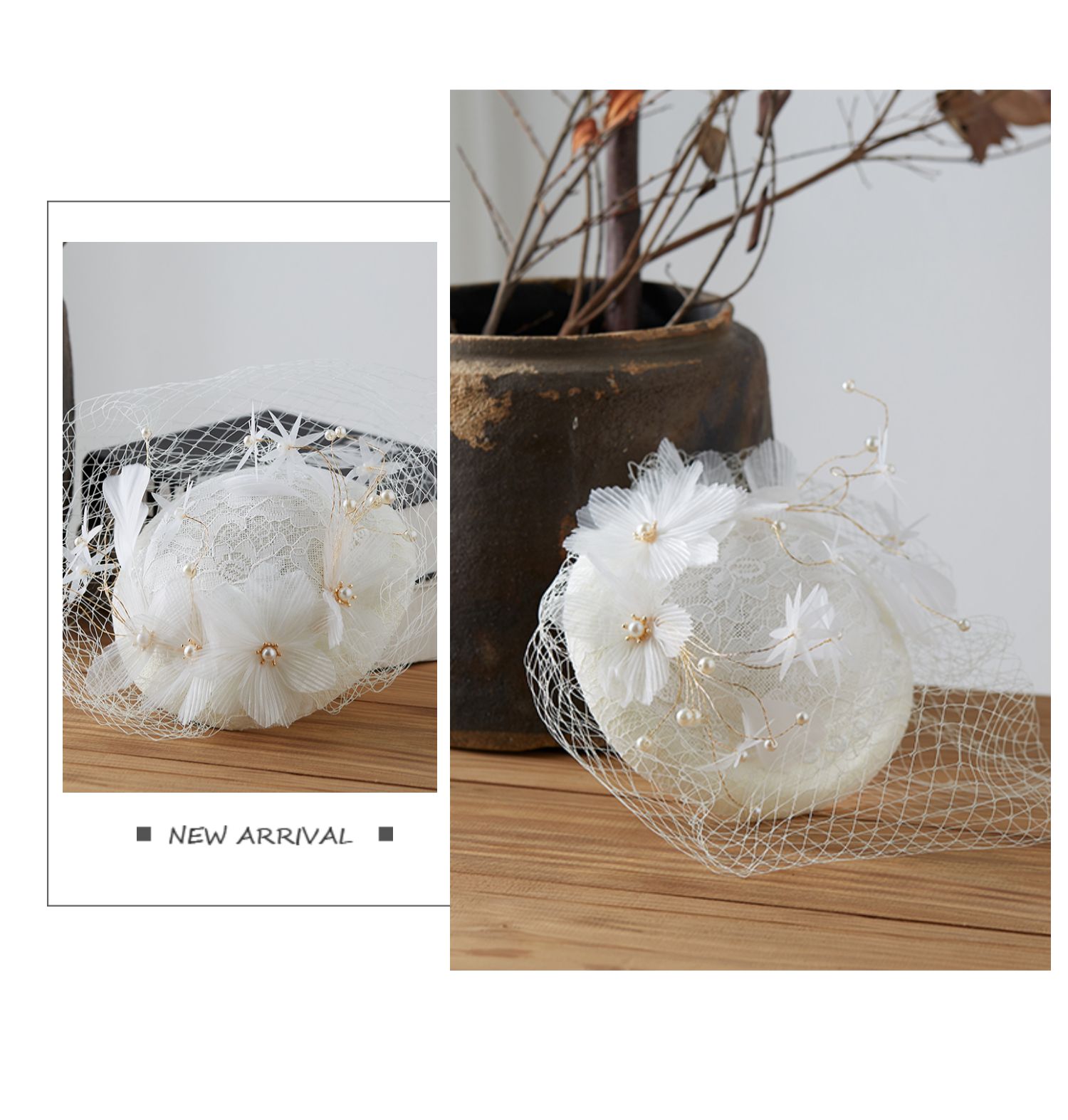 Hat European, American and French Style Vintage Wedding Dress Bride Wedding Headdress Hat Wedding Hat