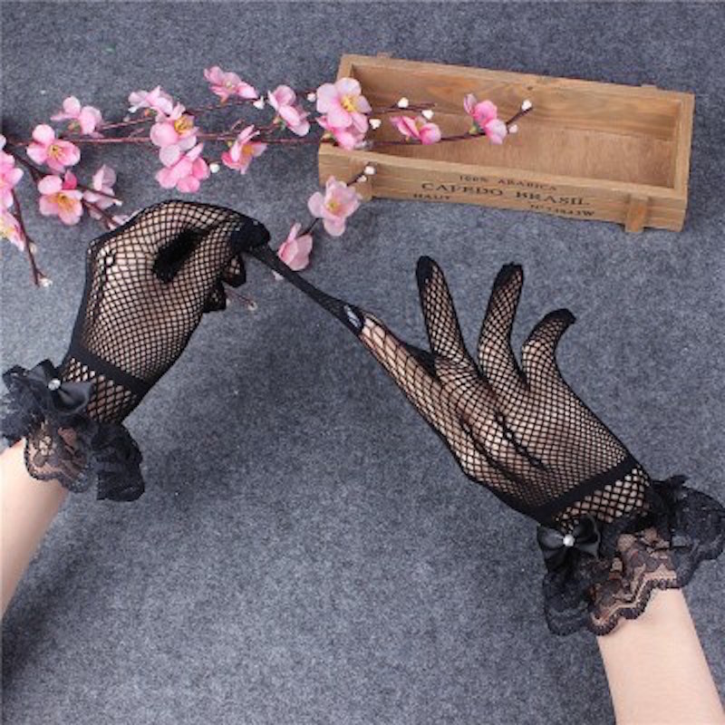 Cross-Border Bridal Wedding Gloves Fishnet Bow Wedding Dress And Cheongsam Wedding Gloves