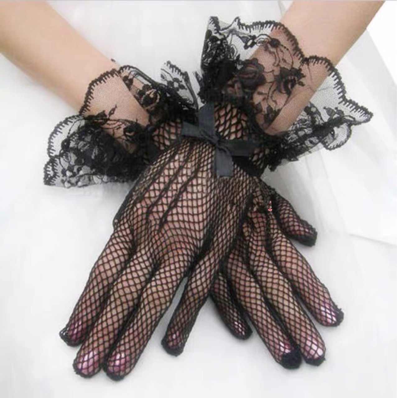 Cross-Border Bridal Wedding Gloves Fishnet Bow Wedding Dress And Cheongsam Wedding Gloves